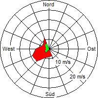 Grafik der Windverteilung vom 21. Januar 2008