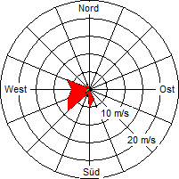 Grafik der Windverteilung vom 19. Juli 2008