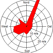 Grafik der Windverteilung vom Januar 2009