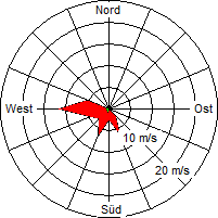 Grafik der Windverteilung vom 17. August 2009